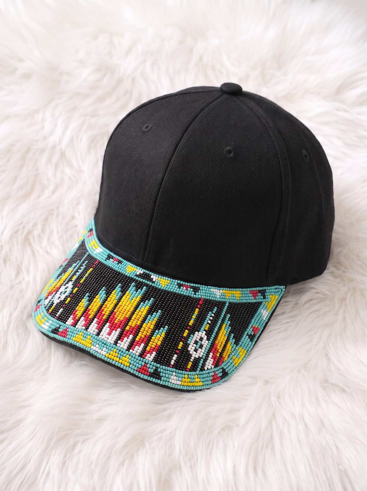 Multicolor Geometric Flame Beaded Baseball Cap