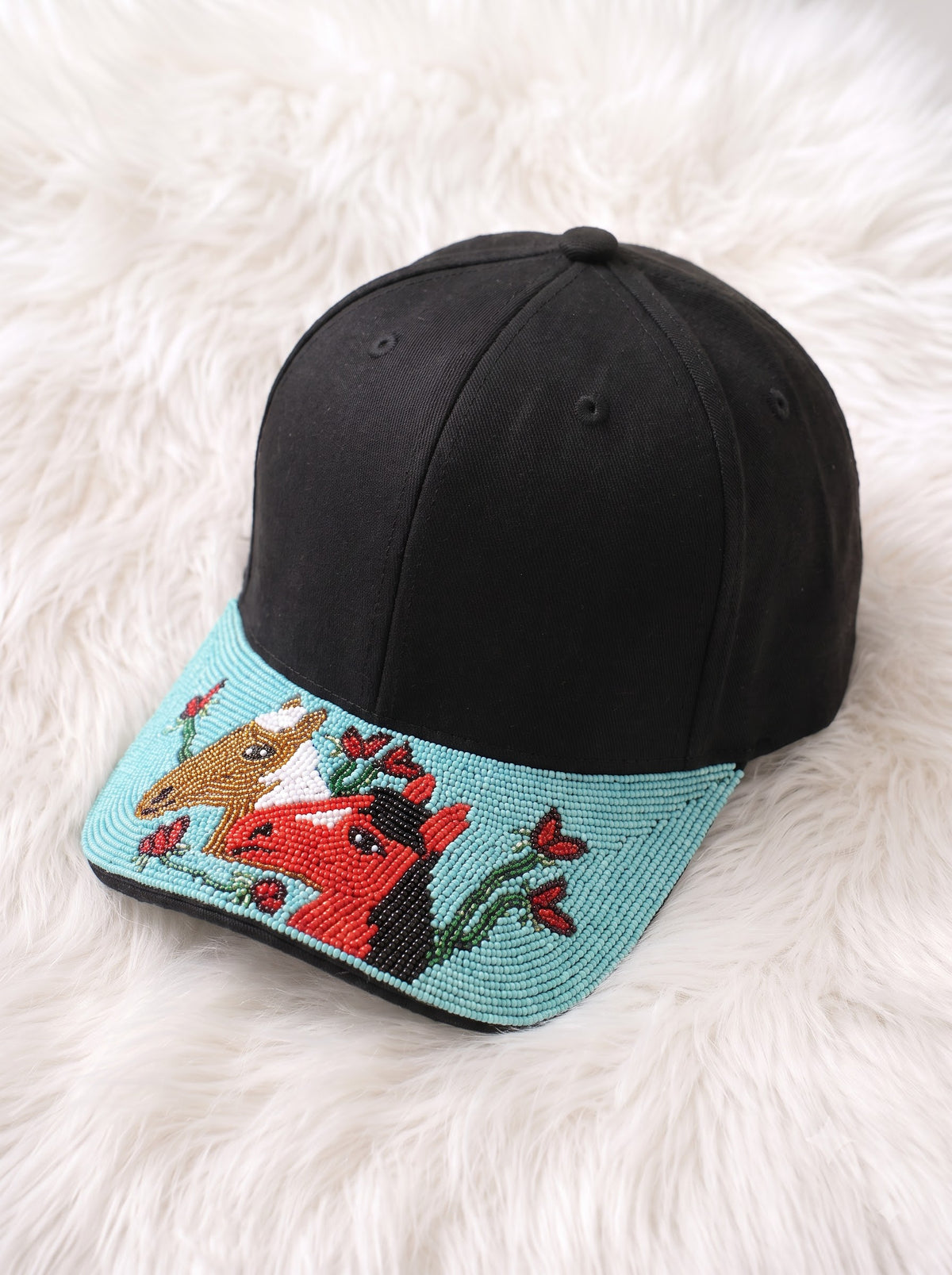 Wildlife Floral Beaded Baseball Cap