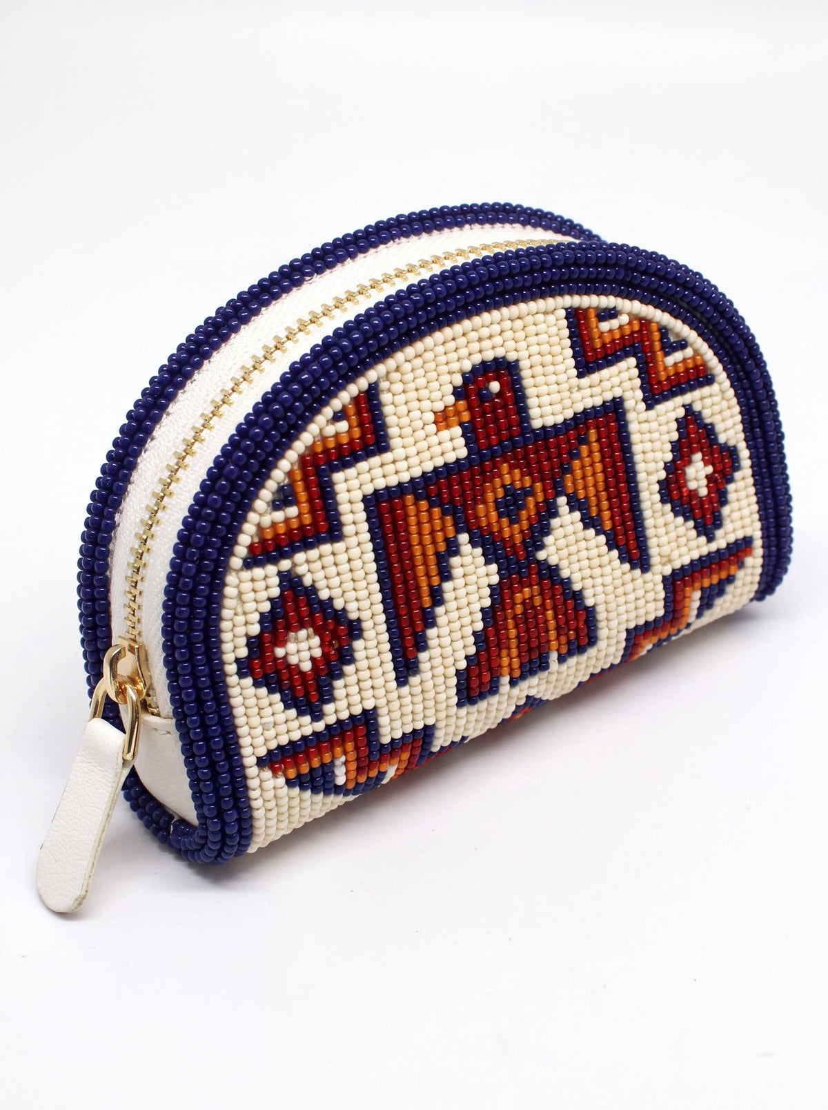 Ivory Rust Thunderbird Hand-Beaded Coin Purse