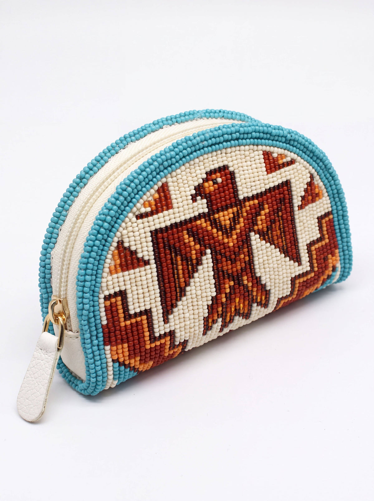 Ivory Turquoise Thunderbird Hand-Beaded Coin Purse
