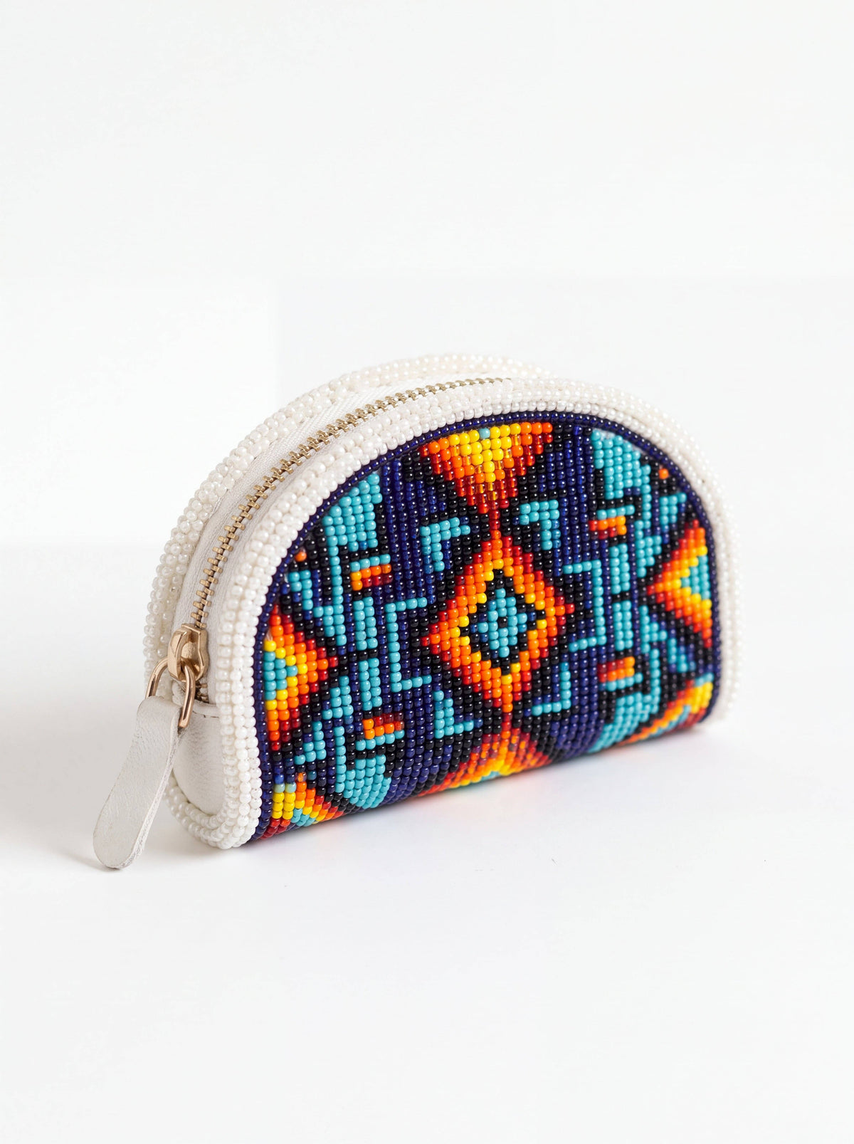 Ivory Ember Diamond Hand-Beaded Coin Purse