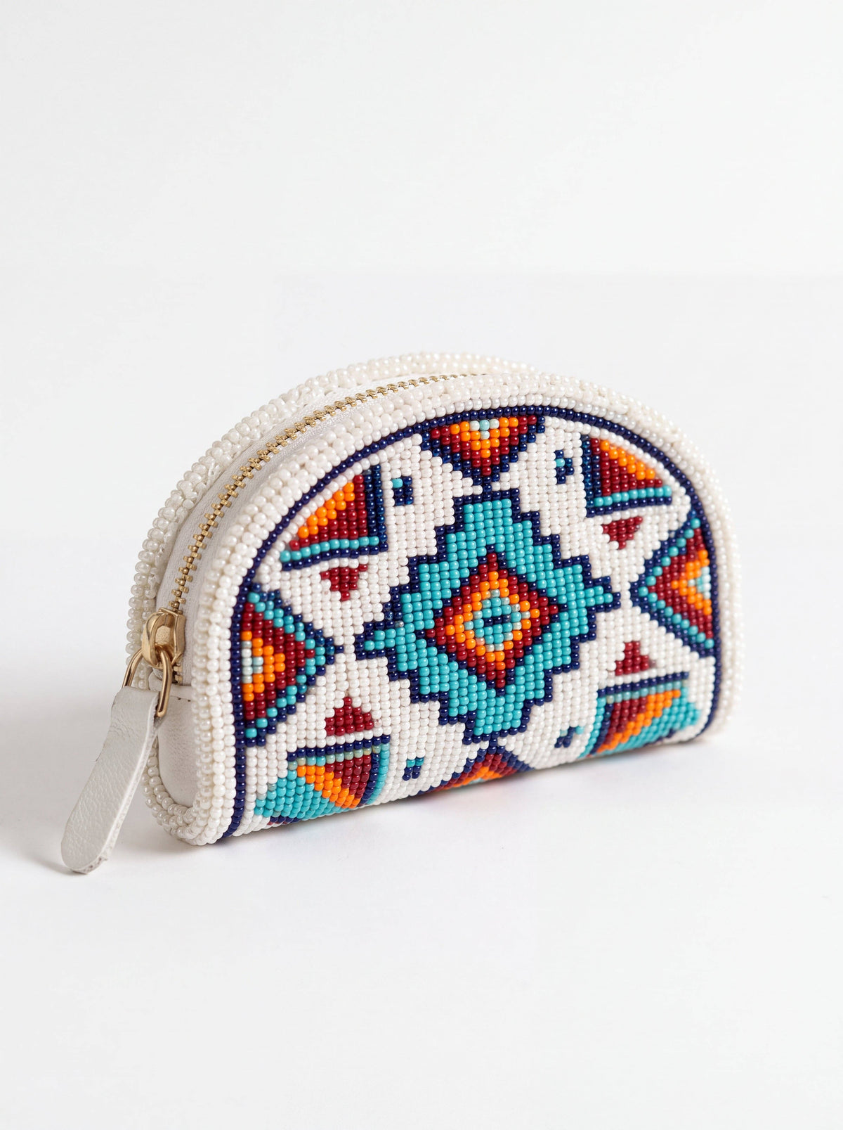 Ivory Sky Diamond Hand-Beaded Coin Purse