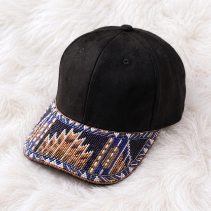 Tan Mountain Flame Beaded Baseball Cap