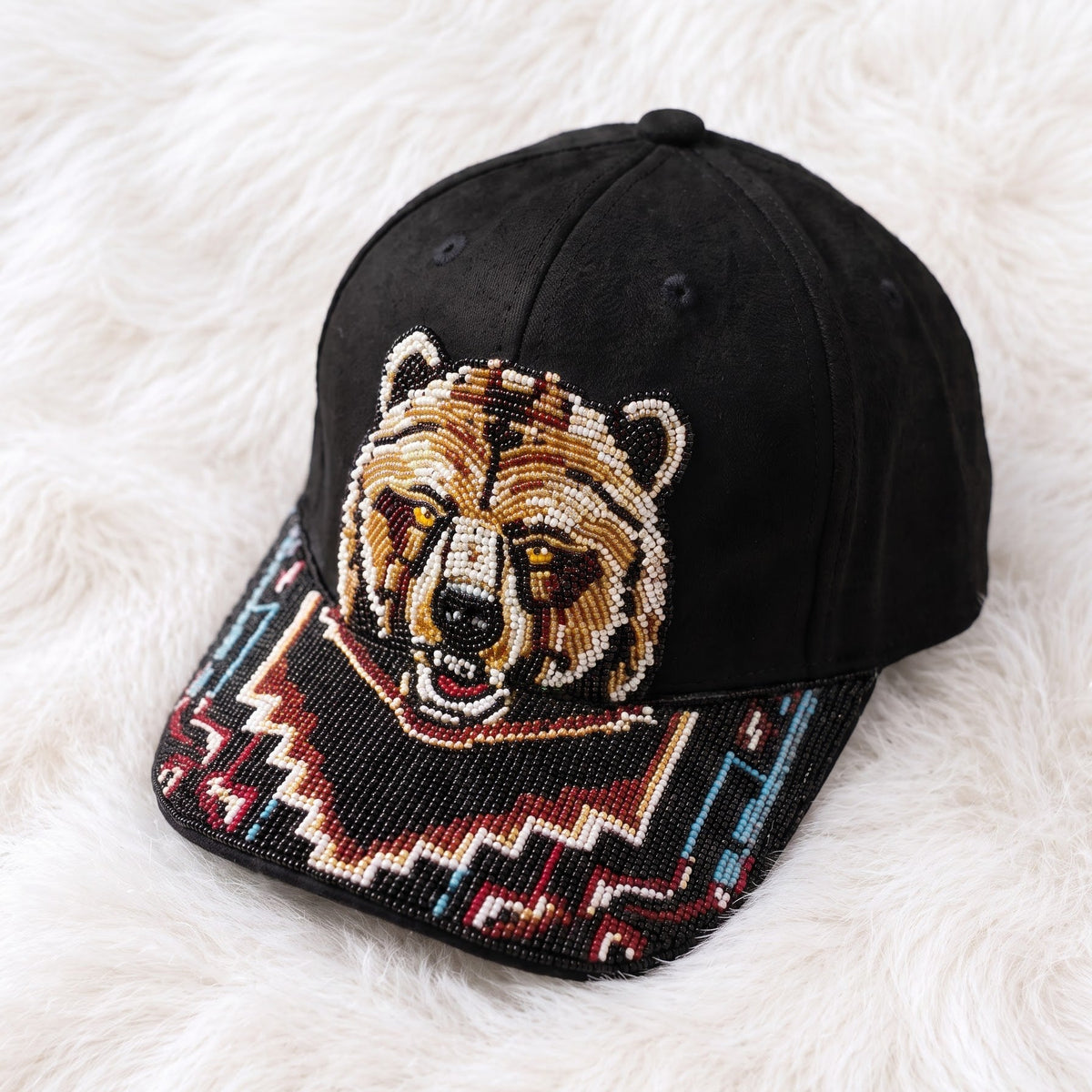 Bear Face Beaded Baseball Cap