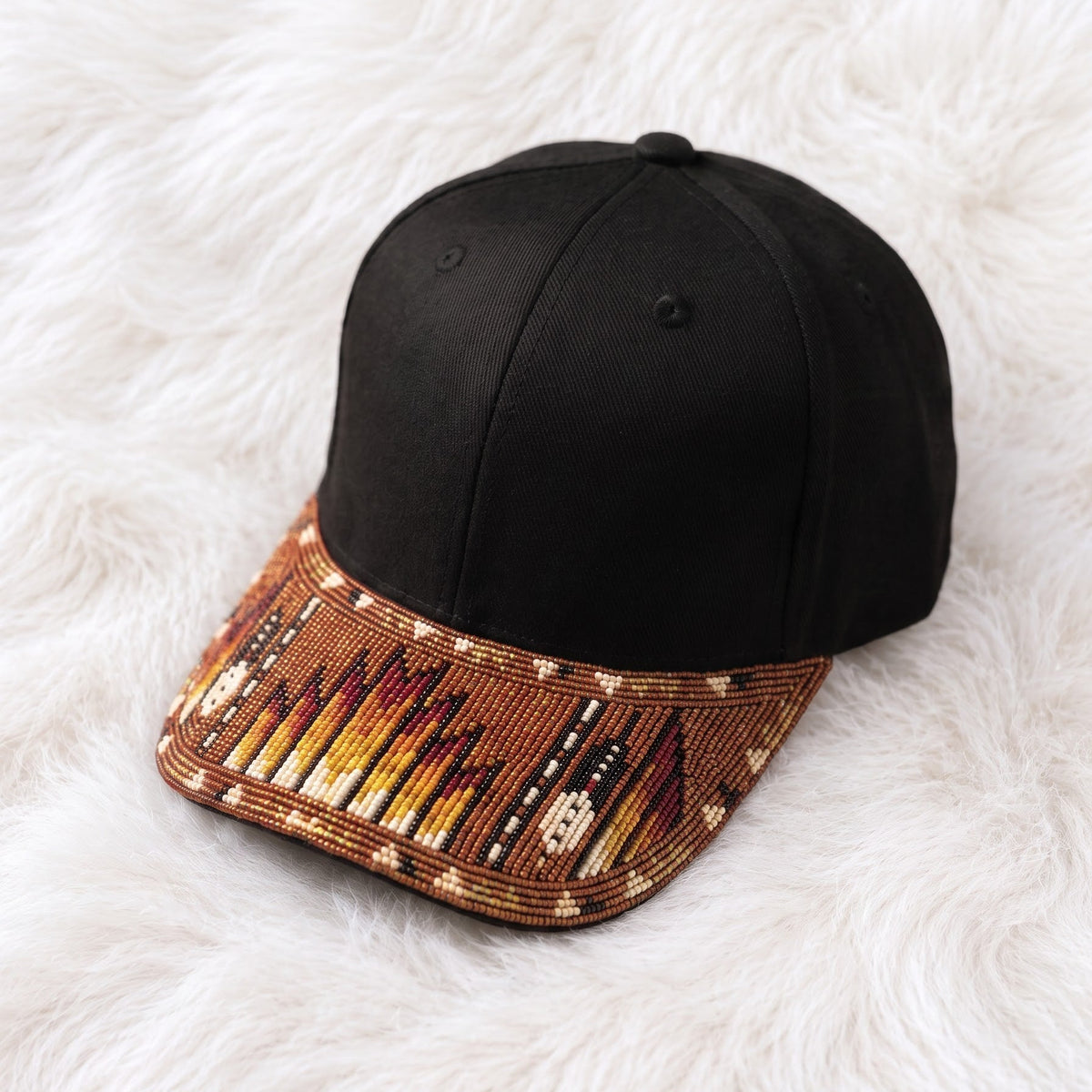 Rust Flame Column Beaded Baseball Cap