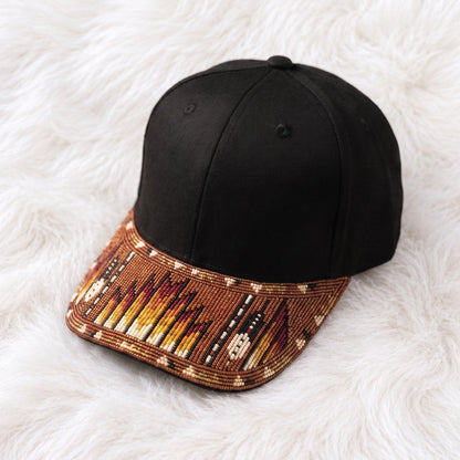 Rust Flame Column Beaded Baseball Cap