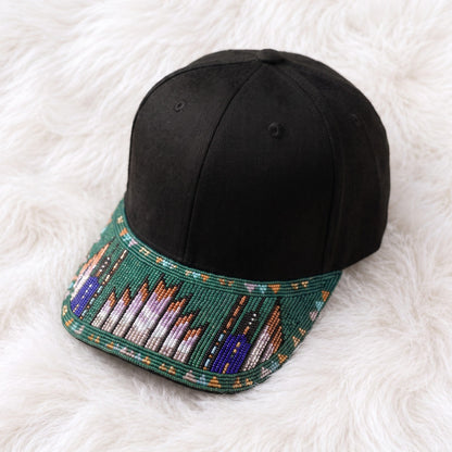 Emerald Flame Beaded Baseball Cap