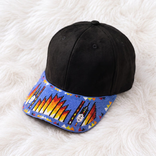 Cornflower Flame Beaded Baseball Cap