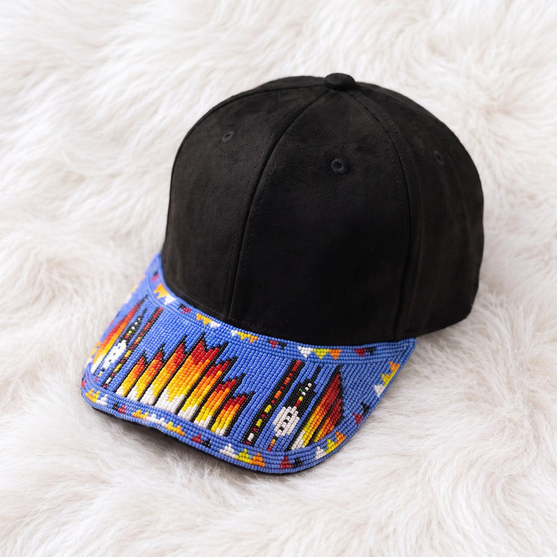 Cornflower Flame Beaded Baseball Cap