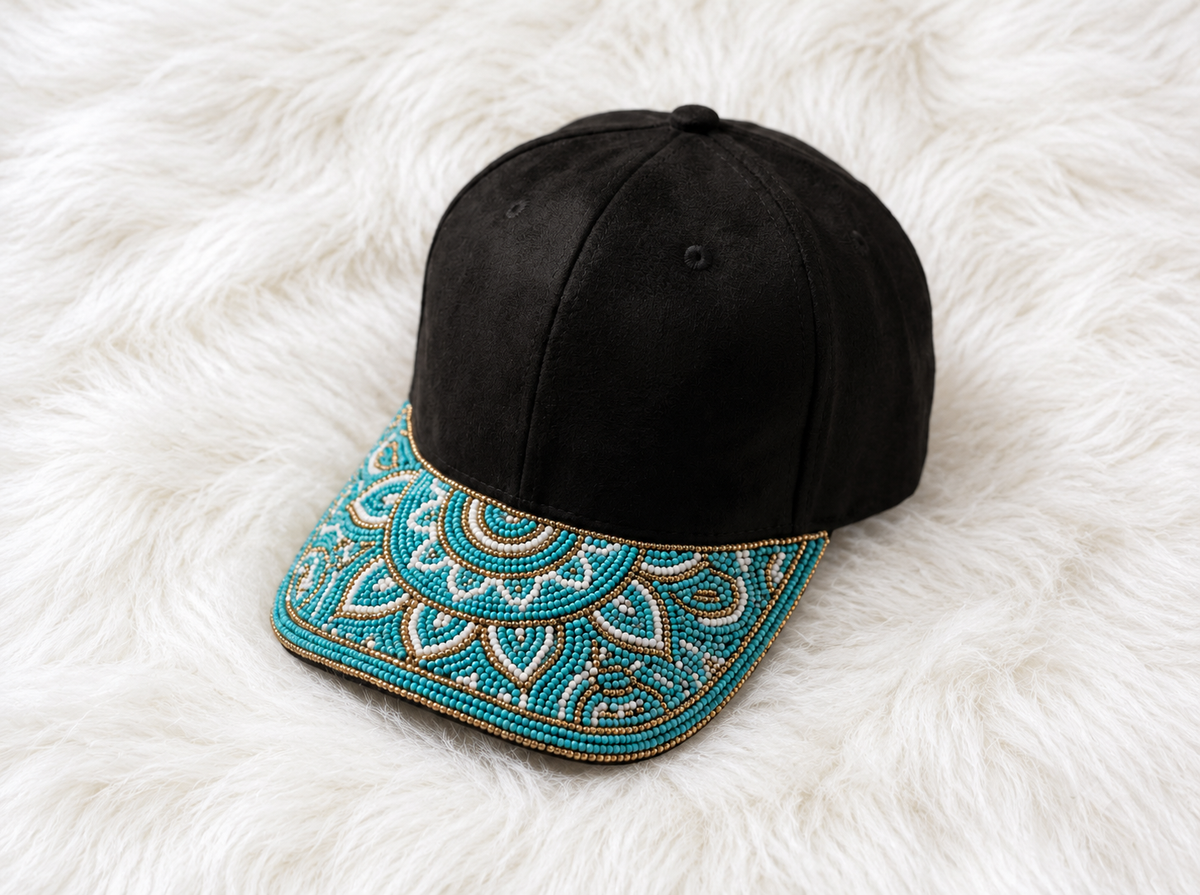 Hand-beaded adjustable baseball cap by Weskara – style 5