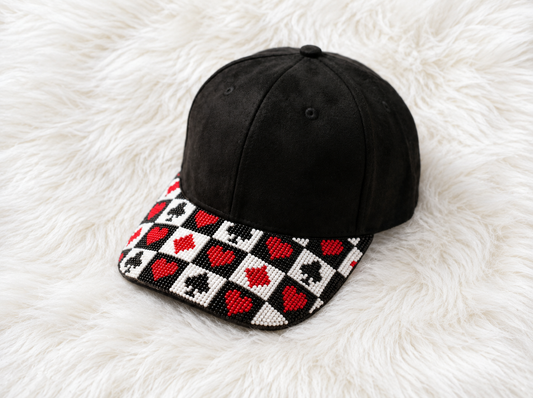 Chess-inspired hand-beaded adjustable baseball cap by Weskara – style 6