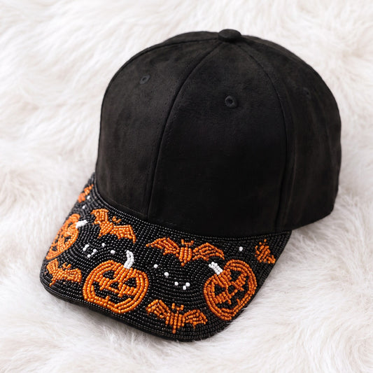 Midnight Halloween beaded adjustable baseball cap by Weskara