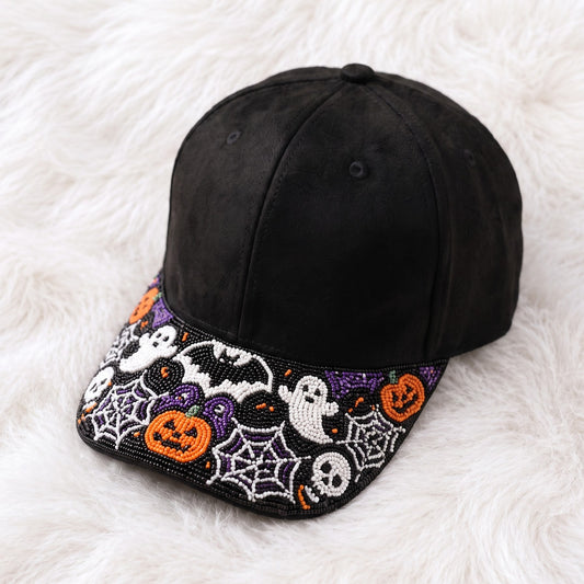 Trick-or-Treat Halloween beaded adjustable baseball cap by Weskara