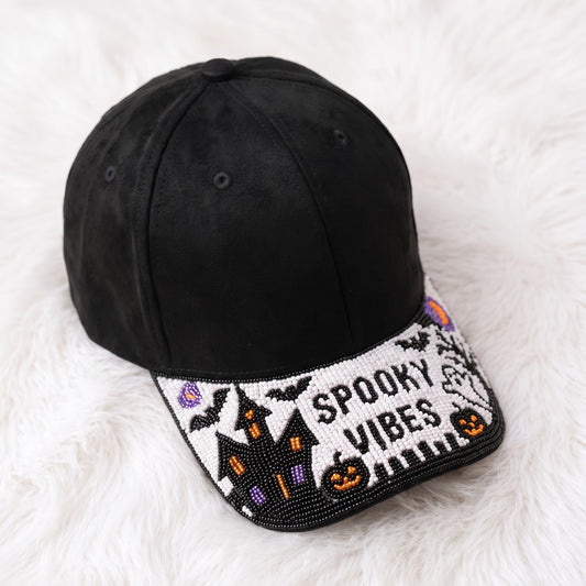 Haunted Night Halloween beaded adjustable baseball cap by Weskara