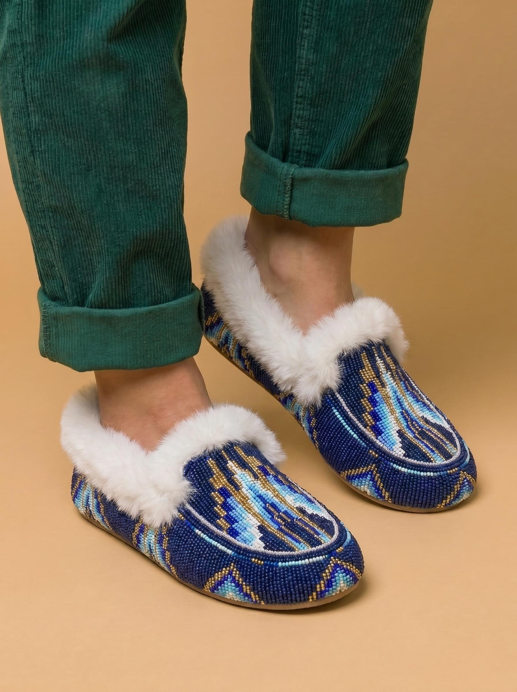 Handmade Fully Beaded Leather Moccasins. Native American Style Shoes For Women. Suitable For Gifting