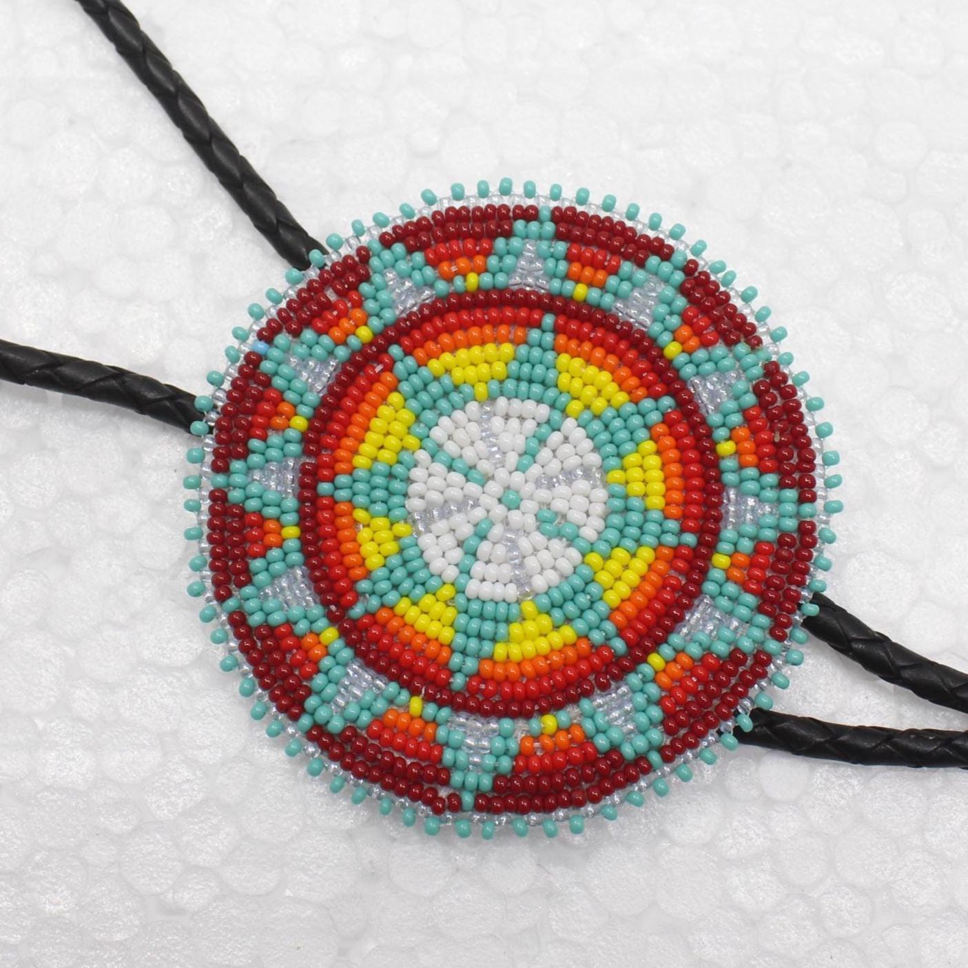 Handmade Beaded Bolo Tie. Stylish Seed Beads Accessory For Men