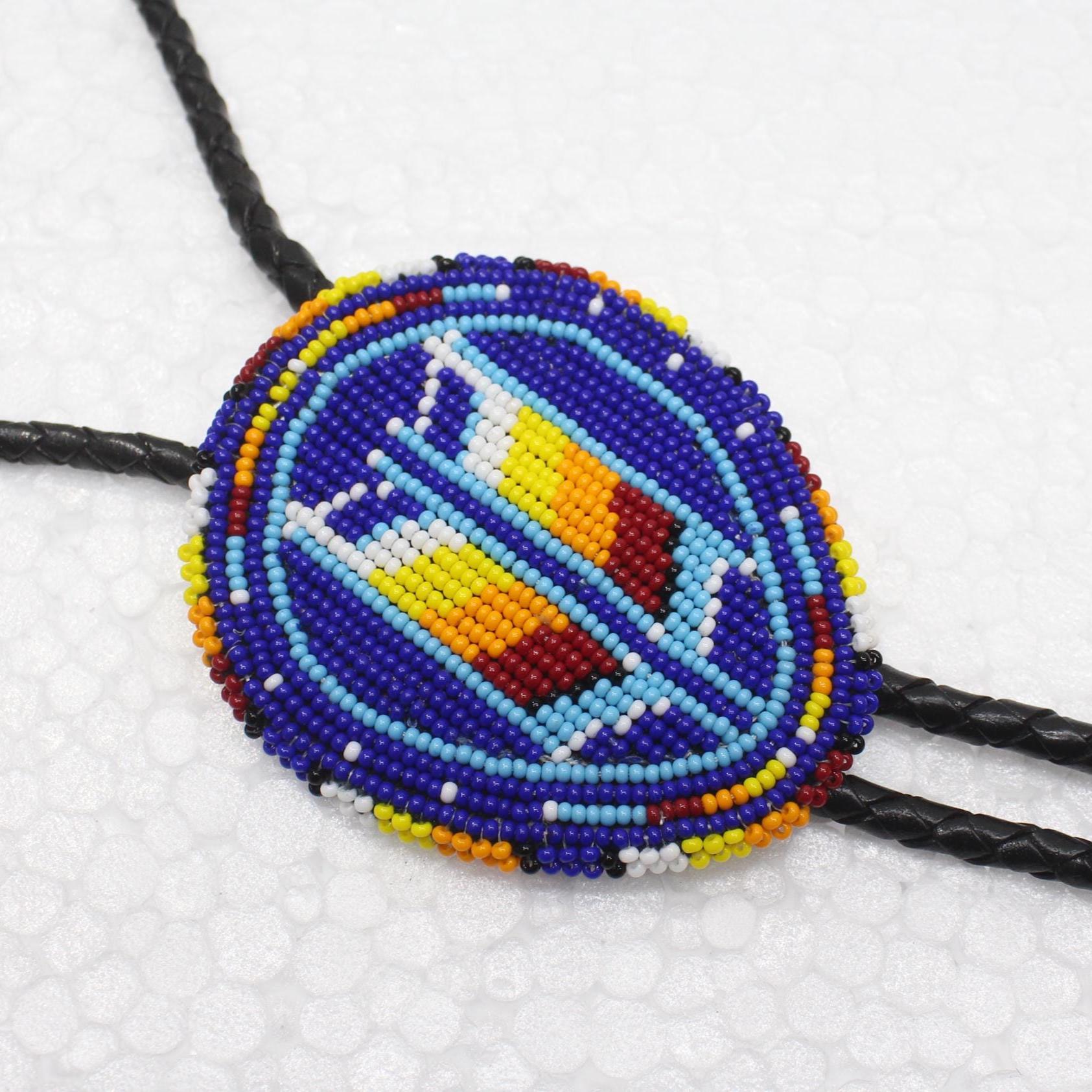 Handmade Beaded Bolo Tie. Stylish Seed Beads Accessory For Men