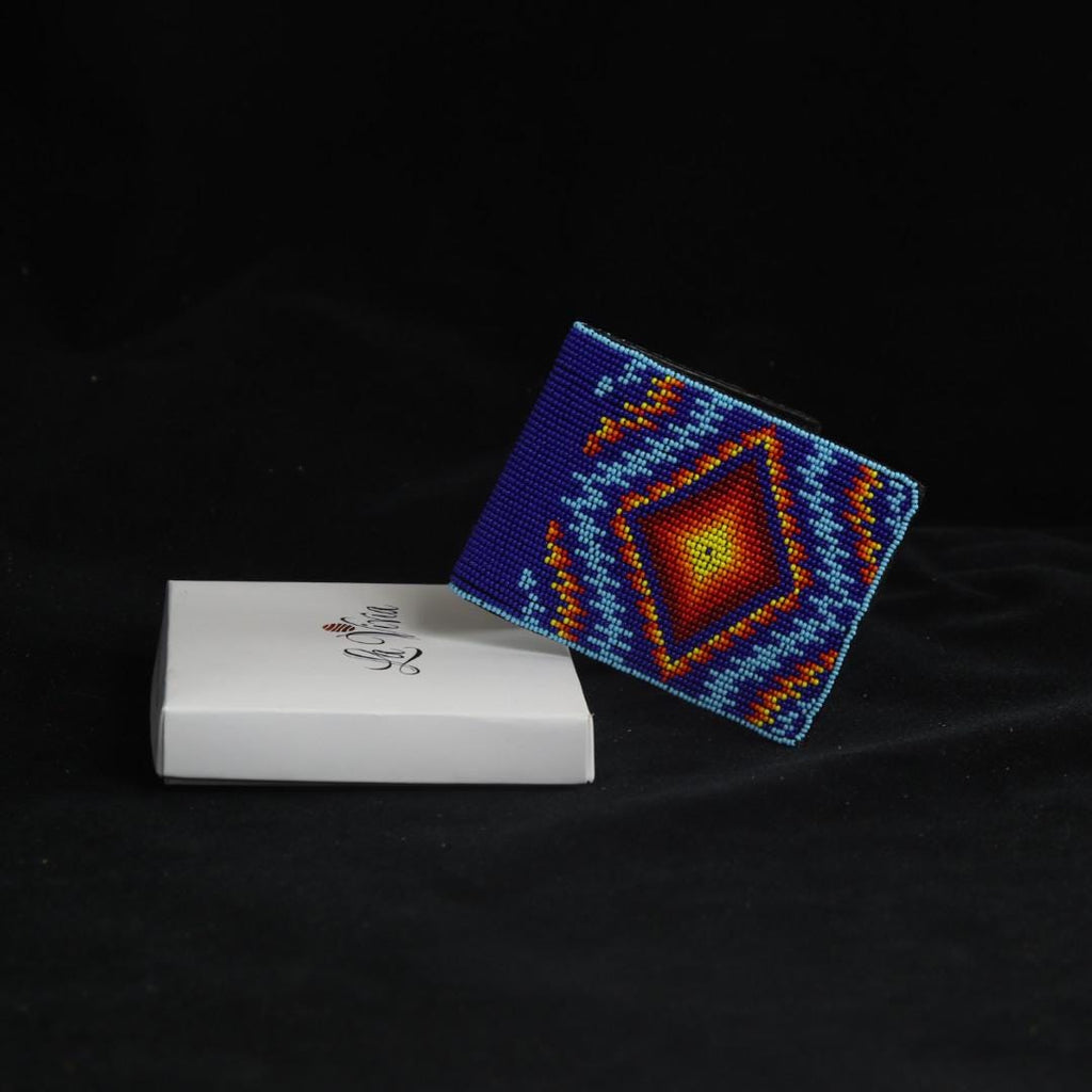 Handmade Leather Beaded Wallet. Native American Style Purse For Men