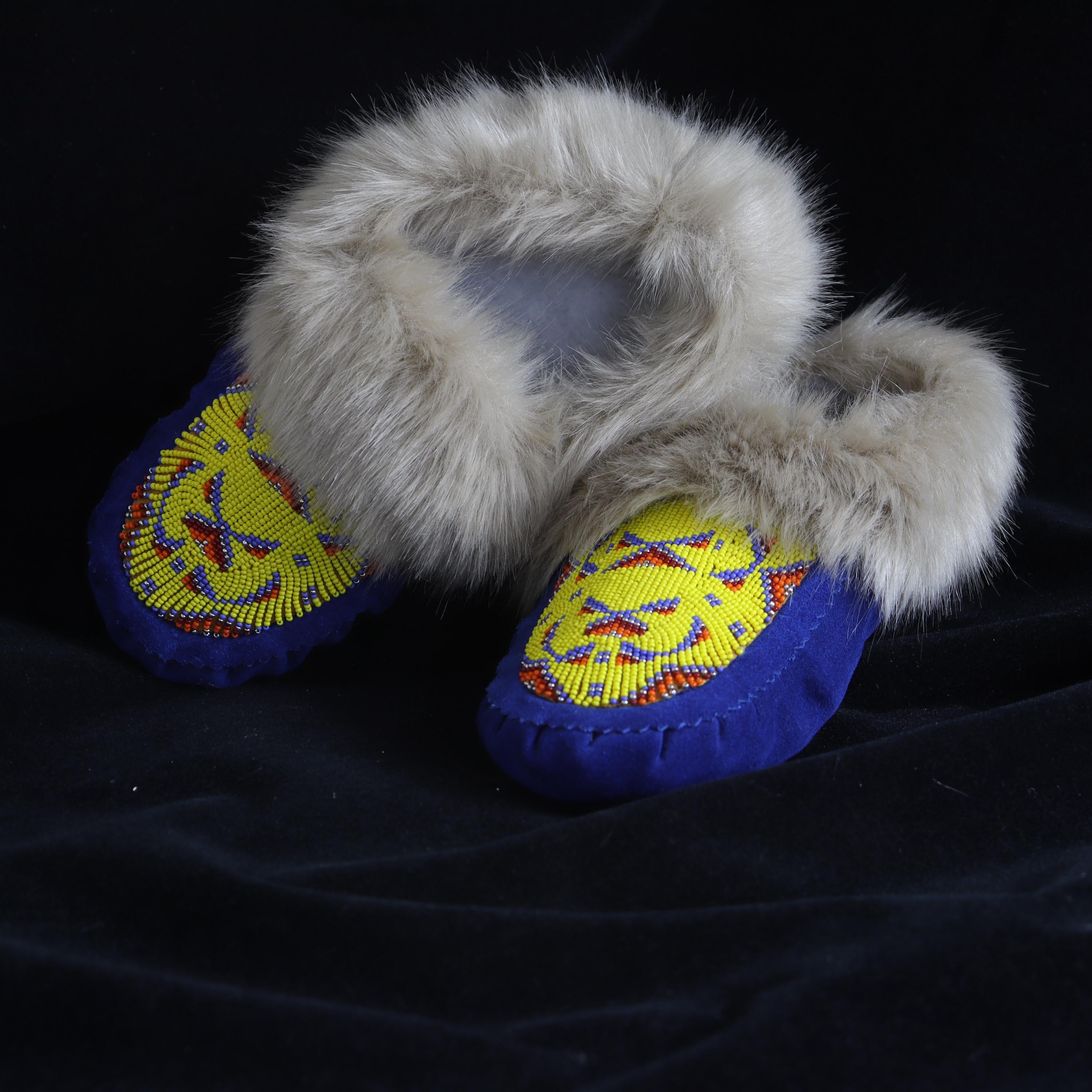 Handmade Native American Style Beaded Leather Moccasins For Women