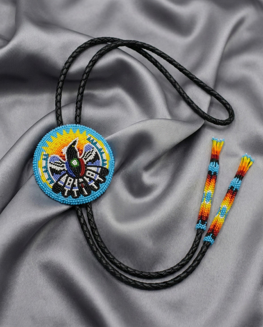 Handmade Beaded Bolo Tie. Stylish Seed Beads Accessory For Men