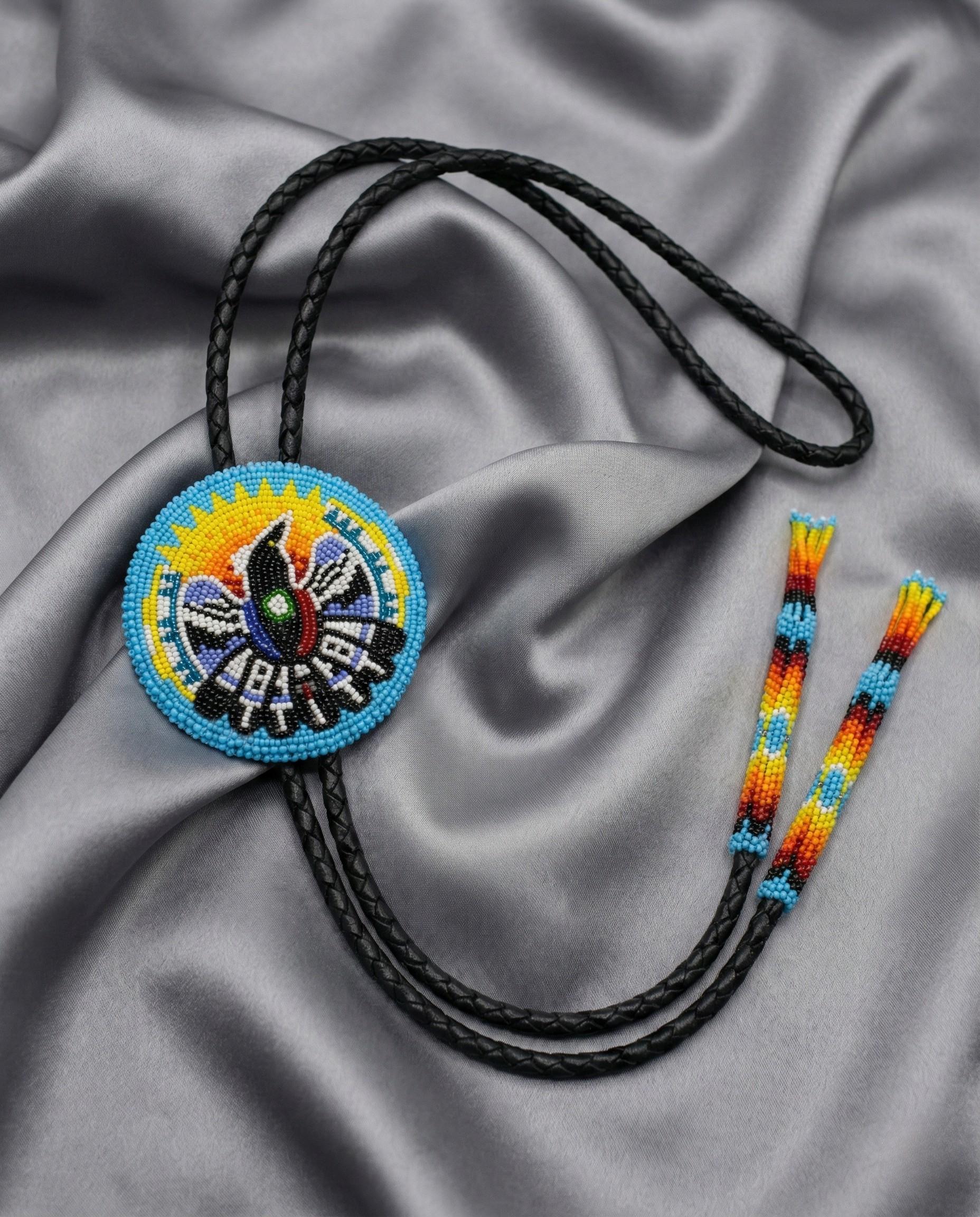 Handmade Beaded Bolo Tie. Stylish Seed Beads Accessory For Men