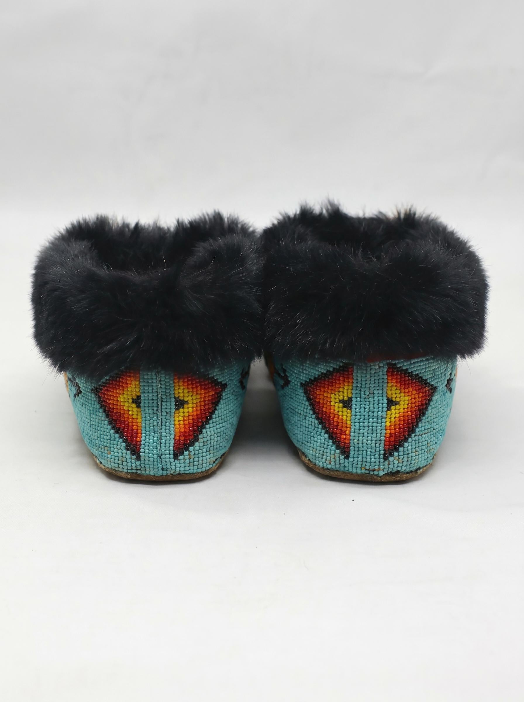 Handmade Beaded Moccasins. Slip on Fur Lining Comfortable Shoes For Women. Gift For Her