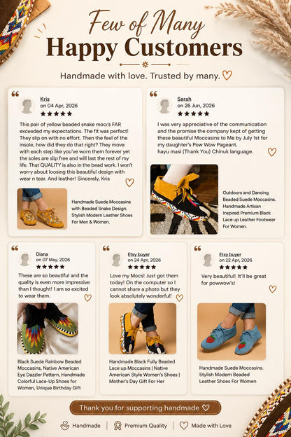 Floral Soft Sole Beaded Suede Moccasins For Women
