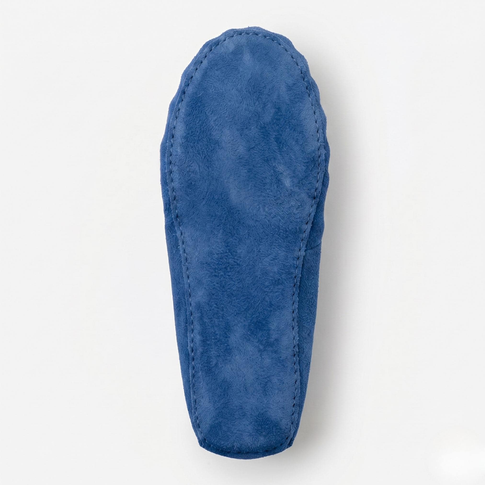 Hand-Stitched Blue Suede Moccasins – Handmade Floral Beaded Leather Loafers For Women