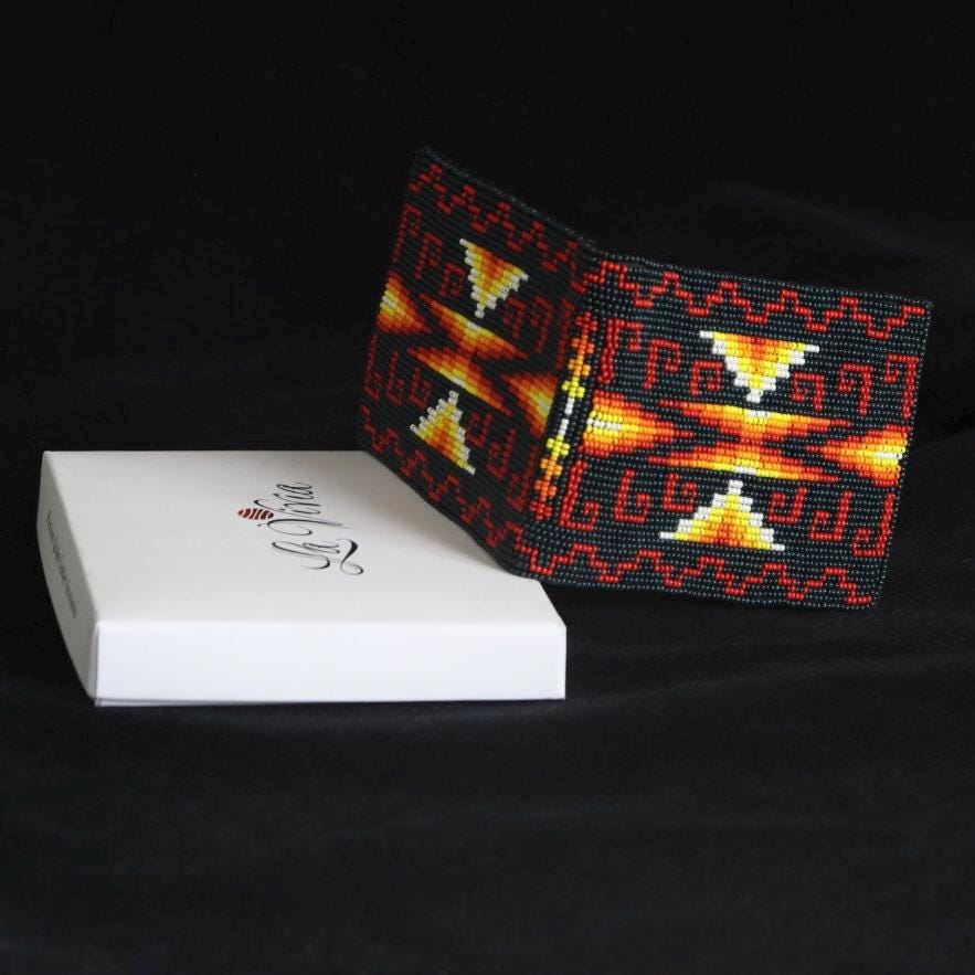 Handmade Leather Beaded Wallet. Native American Style Purse For Men