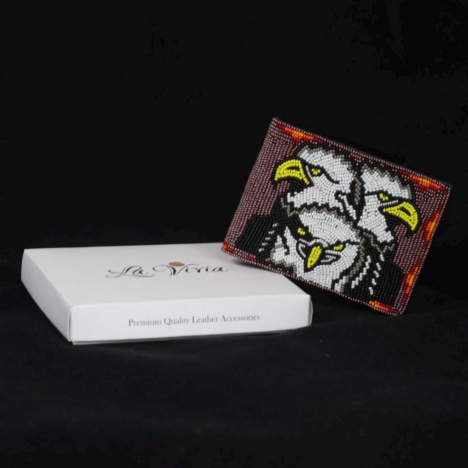 Handmade Leather Beaded Wallet. Native American Style Purse For Men