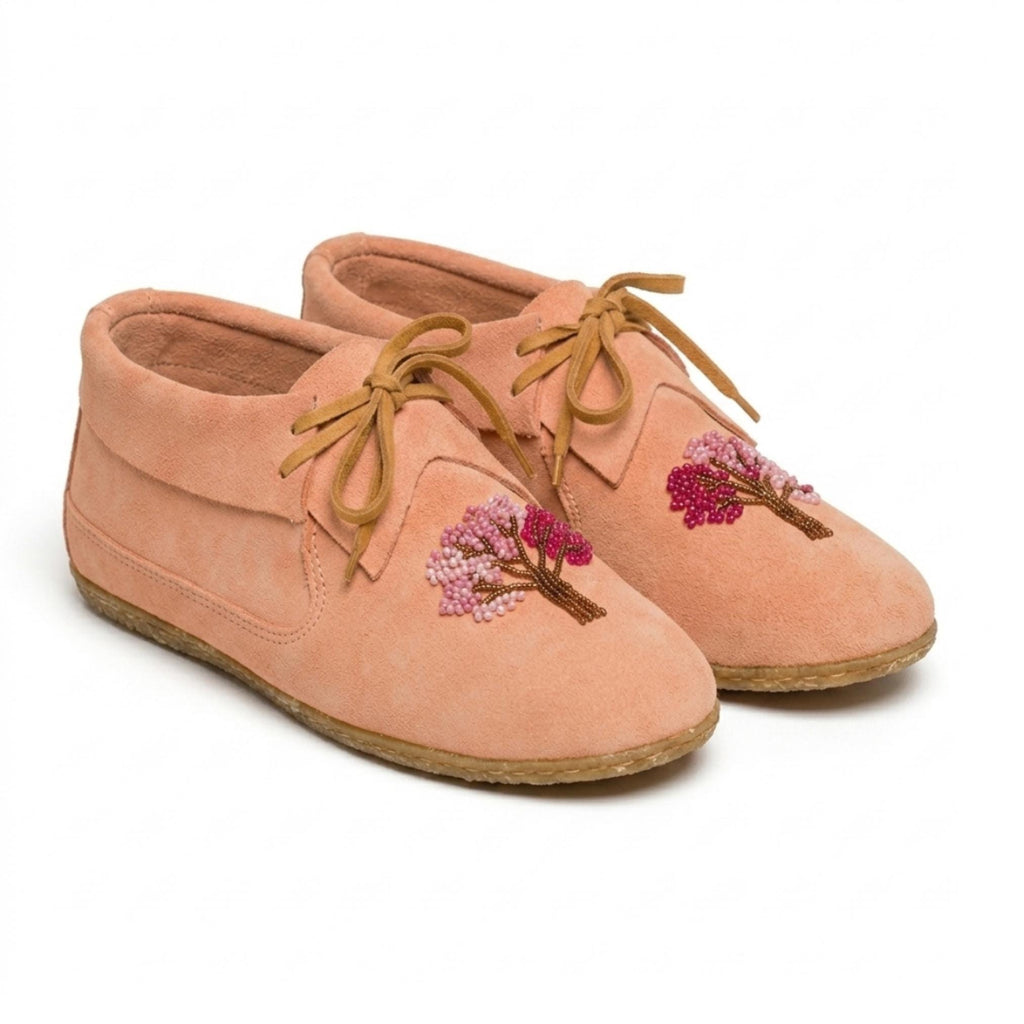 Peach Tree Handmade Moccasins. Unique Lace-up Suede Shoes For Women. Suitable For Outdoor Wear. Gift For Her