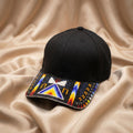 Sacred Fire Beaded Baseball Cap, Handmade Native American Style, Adjustable Unisex Cotton Hat For Men & Women