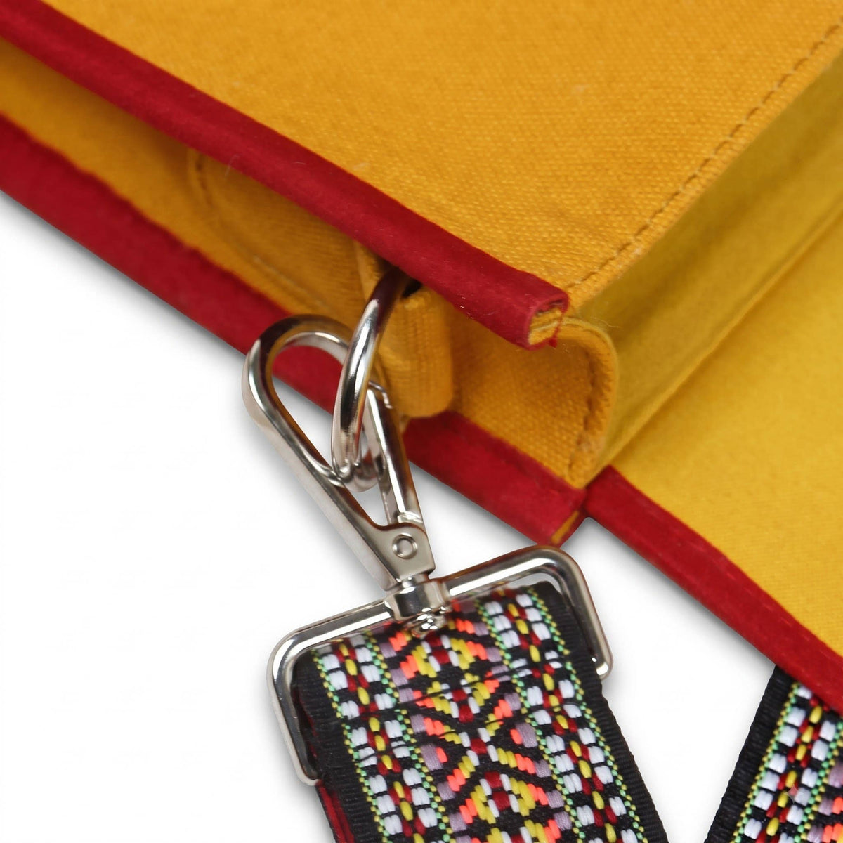 Woman & Daisy Hand Beaded Canvas Crossbody Bag – Mustard