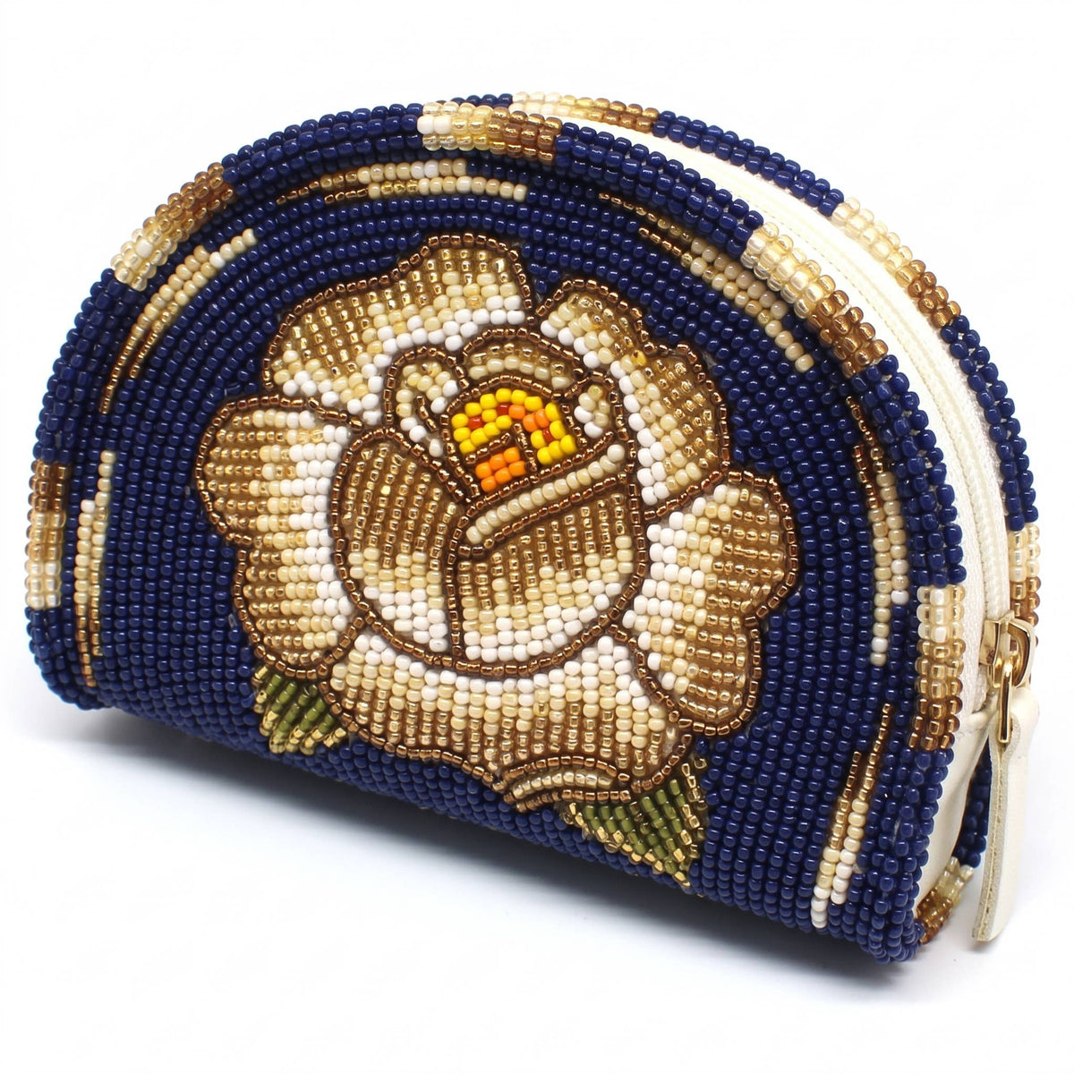Hand-Beaded Floral Dusk Coin Purse