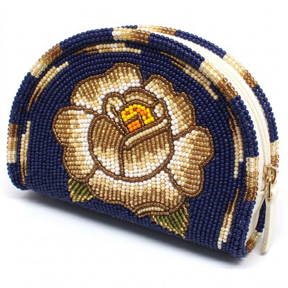Hand-Beaded Floral Dusk Coin Purse