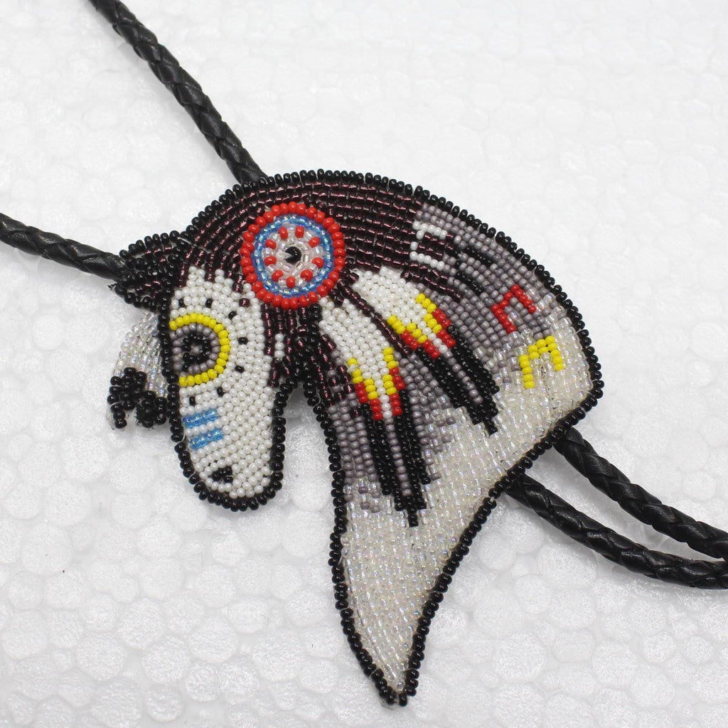 Handmade Beaded Bolo Tie. Stylish Seed Beads Accessory For Men