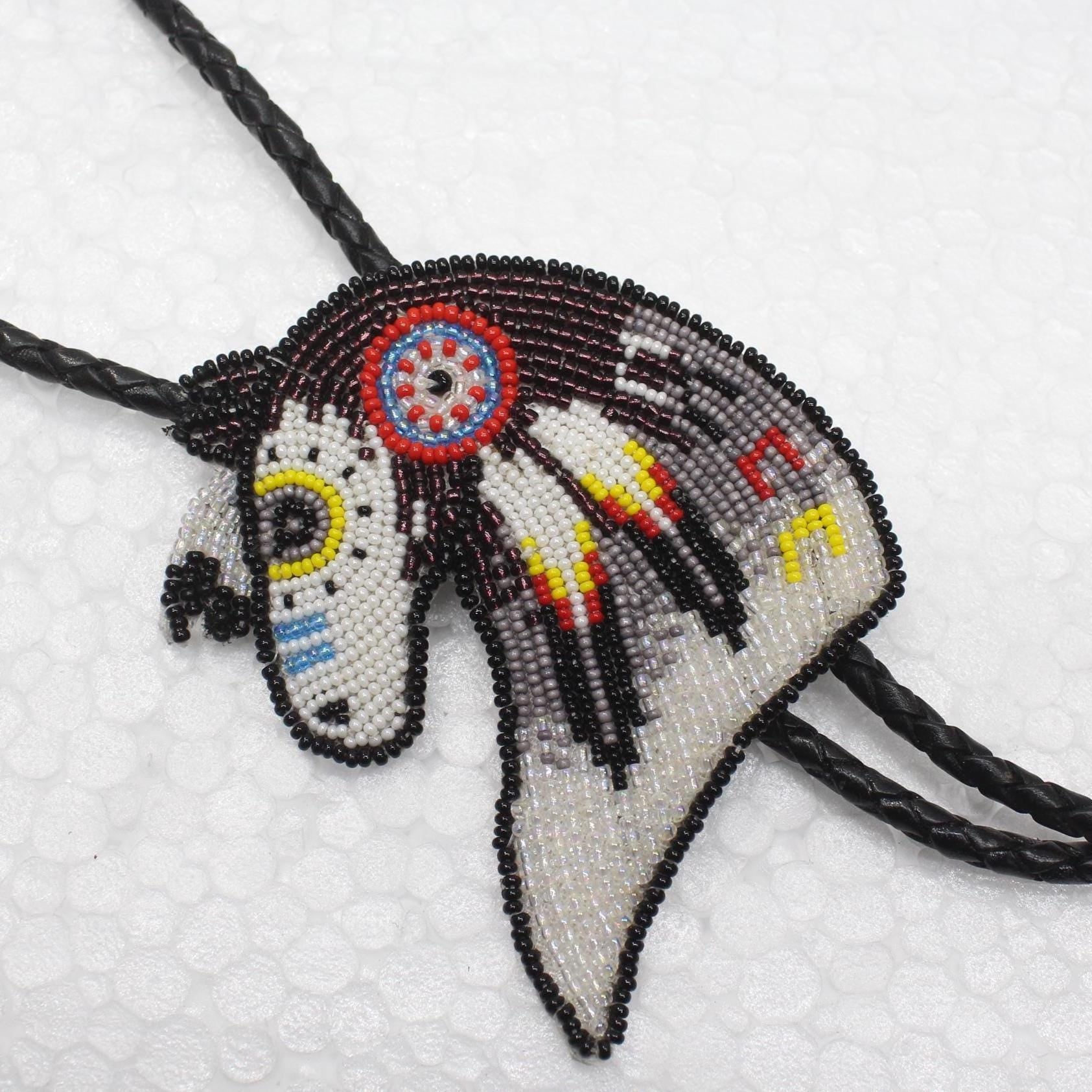 Handmade Beaded Bolo Tie. Stylish Seed Beads Accessory For Men