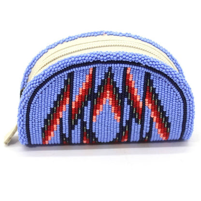 Hand-Beaded Coin Purse, Jewel & Cool Tones