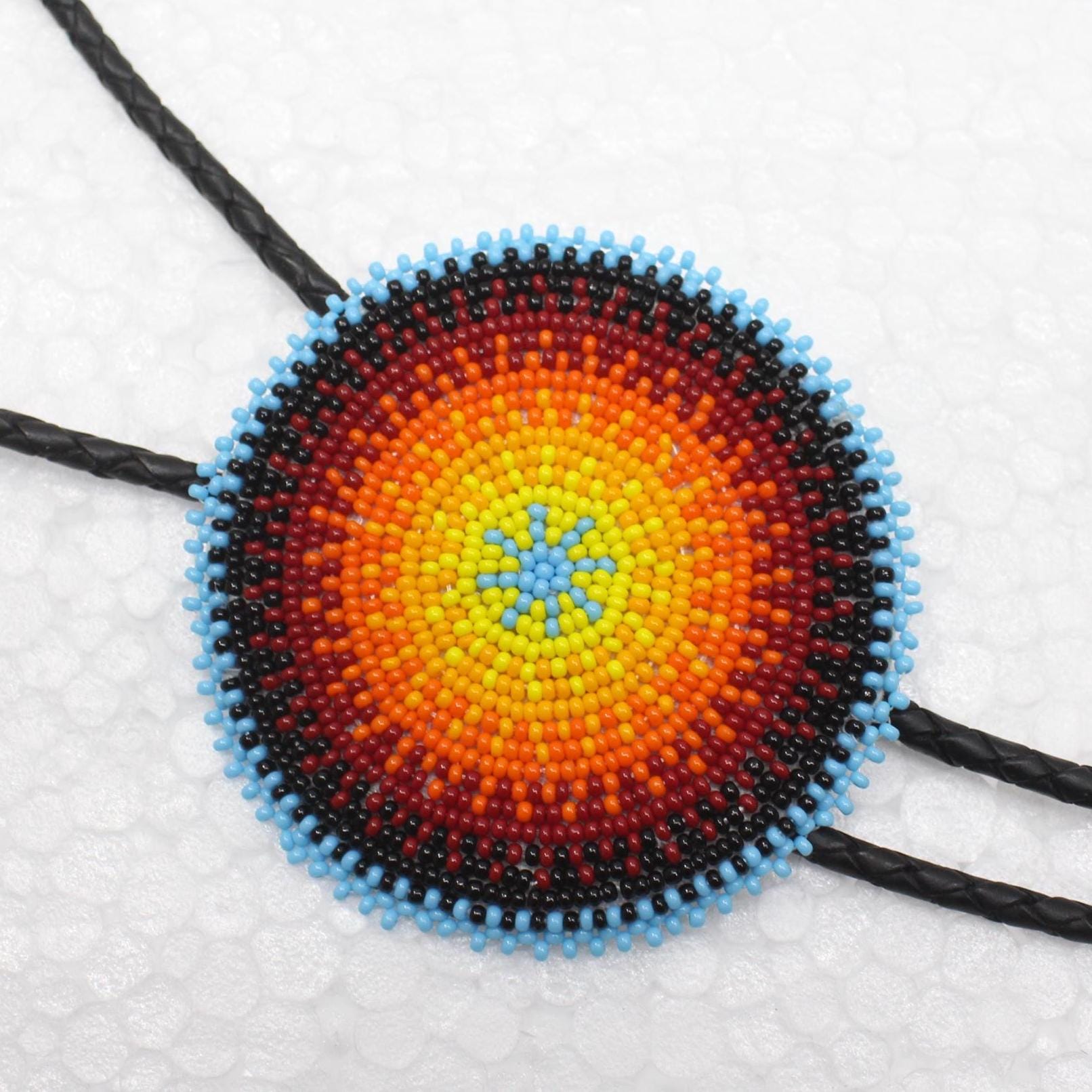 Handmade Beaded Bolo Tie. Stylish Seed Beads Accessory For Men