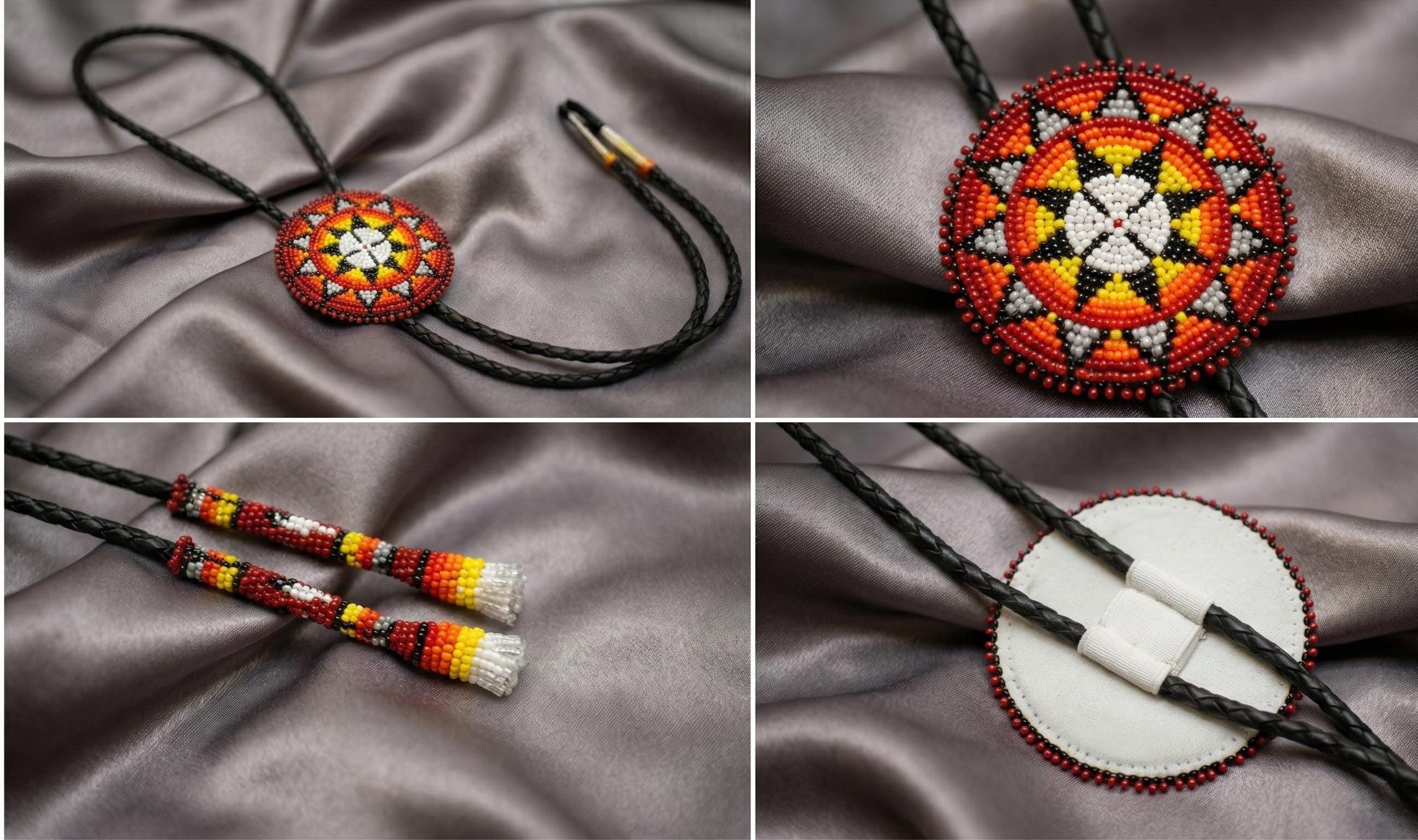 Handmade Beaded Bolo Tie. Stylish Seed Beads Accessory For Men