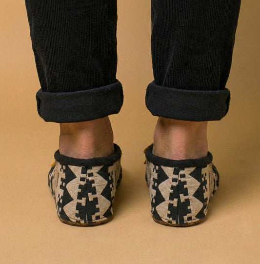 Cream Diamond Jacquard Moccasins