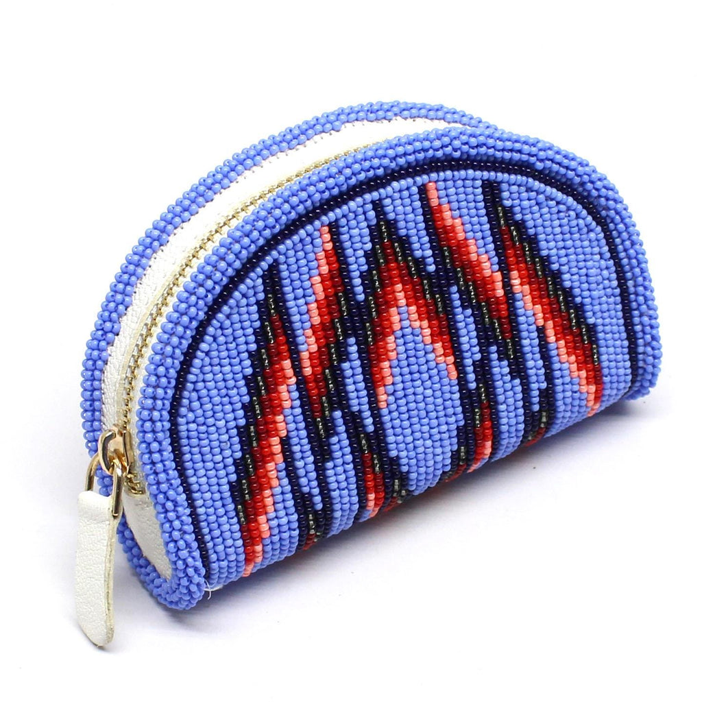 Set of 2 Handmade Beaded Coin Purse. Stylish Zipper Chain Pouch For Essentials