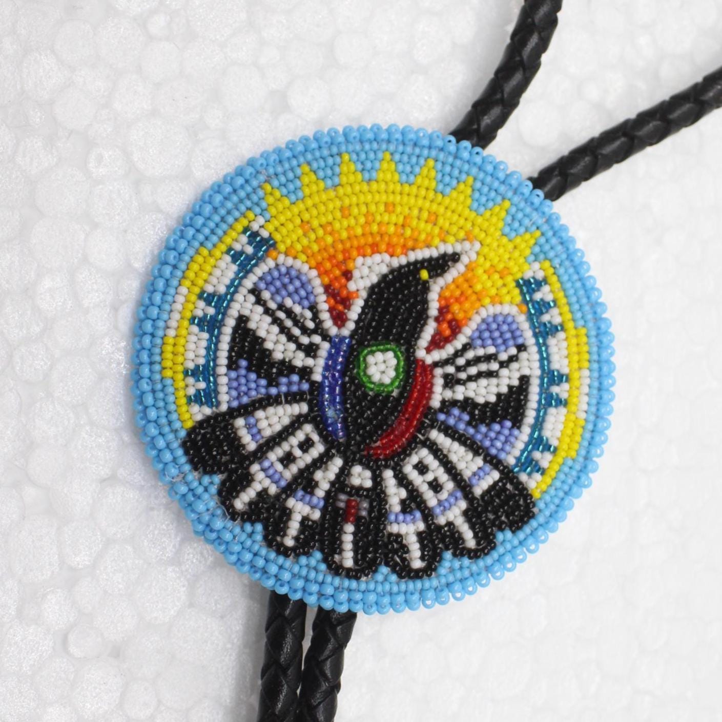 Handmade Beaded Bolo Tie. Stylish Seed Beads Accessory For Men