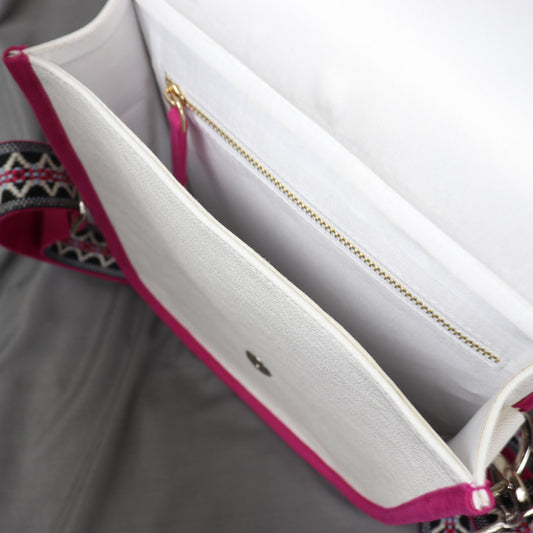 Tulip Beaded Pink Canvas Crossbody Bag