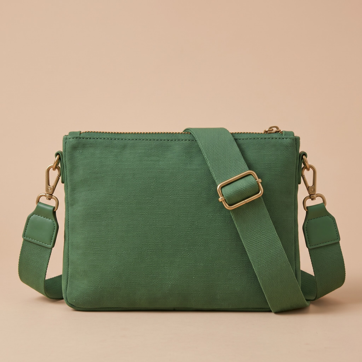 Green geometric hand-beaded crossbody bag back view