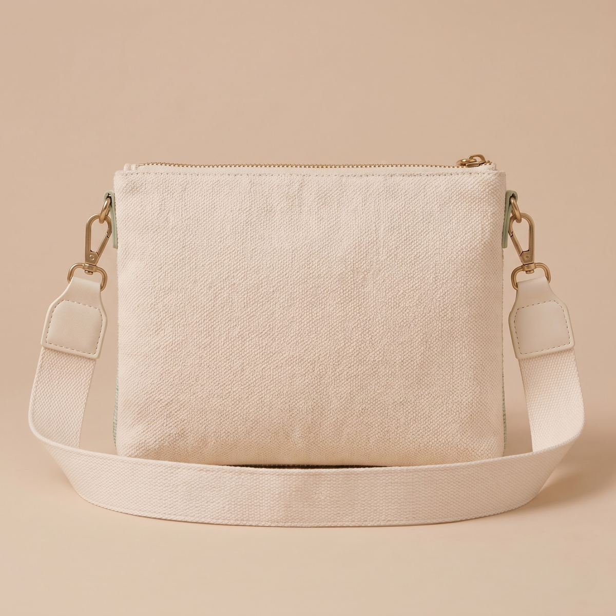 Ivory geometric hand-beaded crossbody bag back view