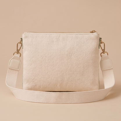 Ivory geometric hand-beaded crossbody bag back view