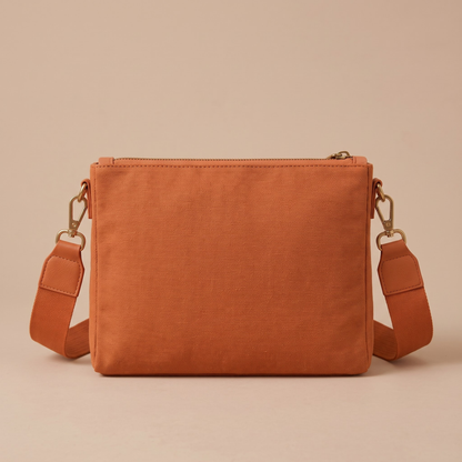 Rust geometric hand-beaded crossbody bag back view